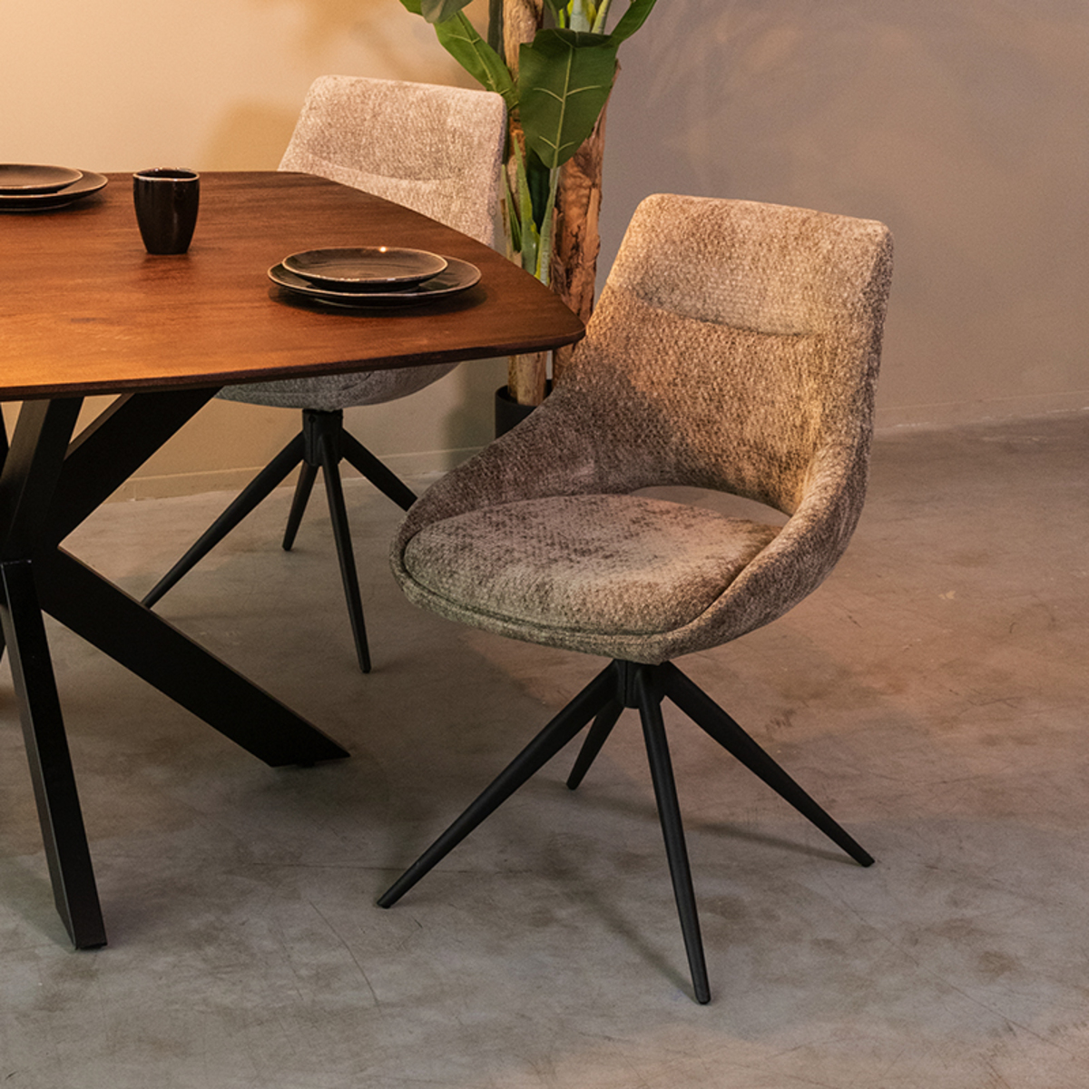 Eetkamerstoel Marlow - Draaibaar - Zonder armleuning - Hunter - Groen - Elite - Modern - LABEL51