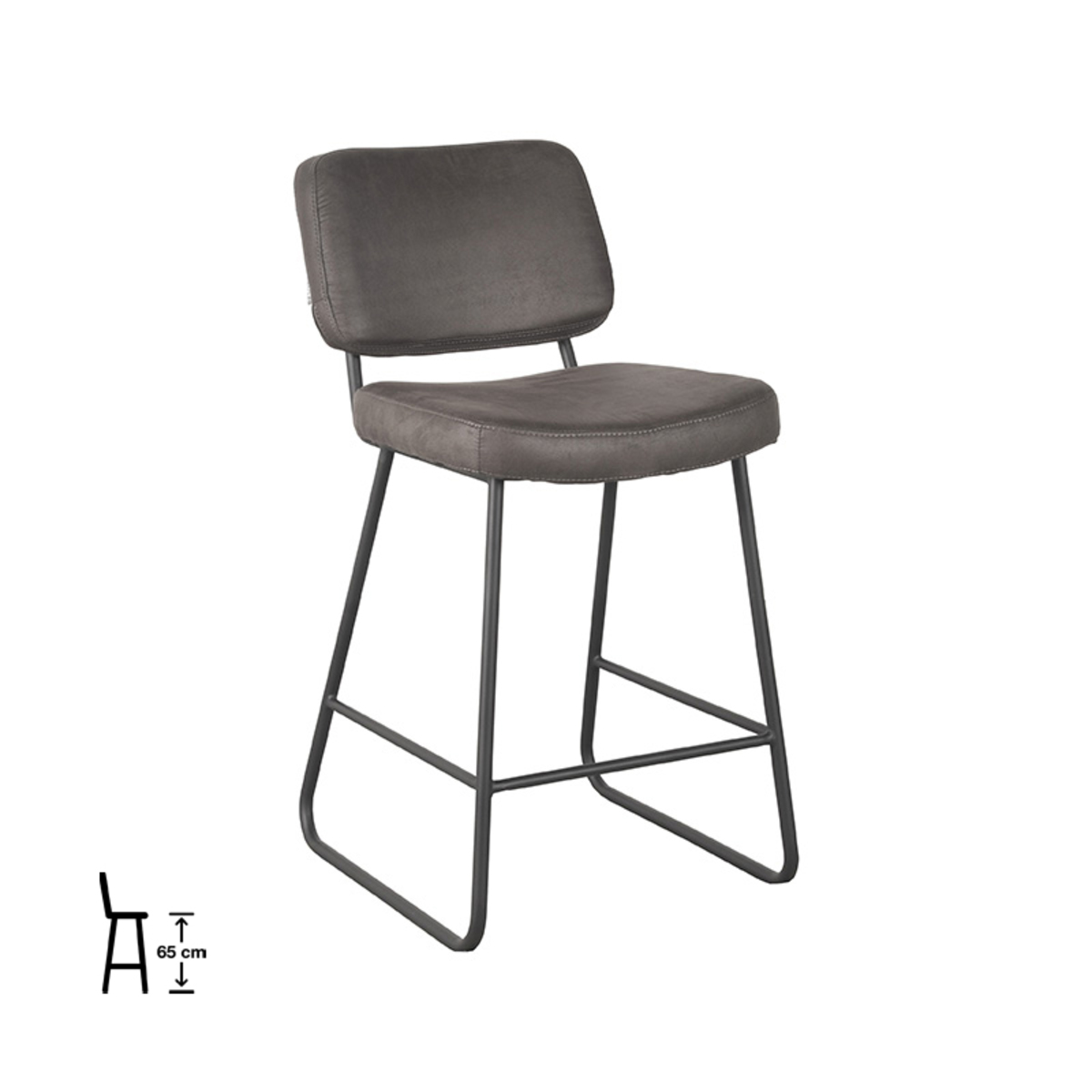 Barkruk Noah - Antraciet - Microfiber - Zithoogte 65 - LABEL51