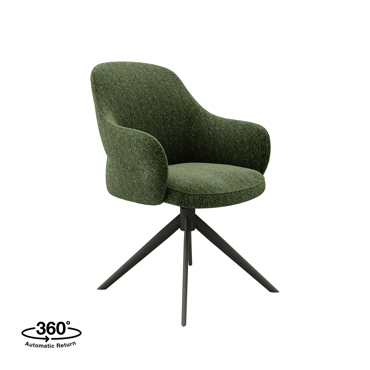 Eetkamerstoel Bern - Draaibaar - Armleuning - Forest - Groen - Boucle - Design - LABEL51