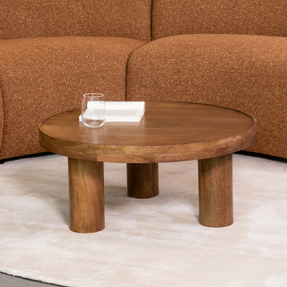 Salontafel Elly - Rond - Nature - Bruin - Mangohout - Landelijk - LABEL51