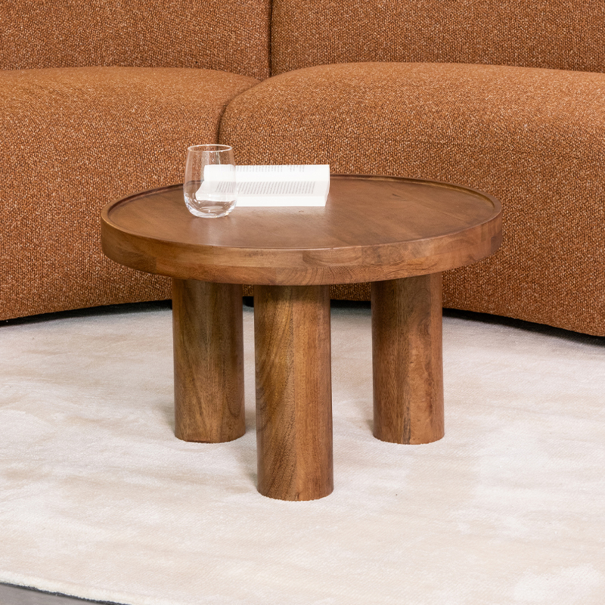 Salontafel Elly - Rond - Nature - Bruin - Mangohout - Landelijk - LABEL51