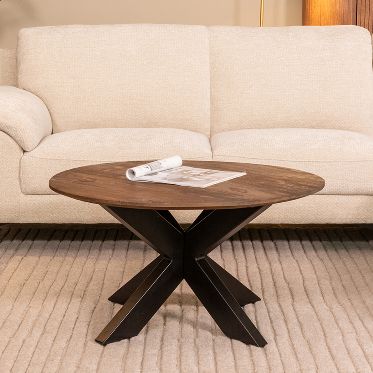 Salontafel Otis - Rond - Espresso - Bruin - Mangohout - Modern - LABEL51