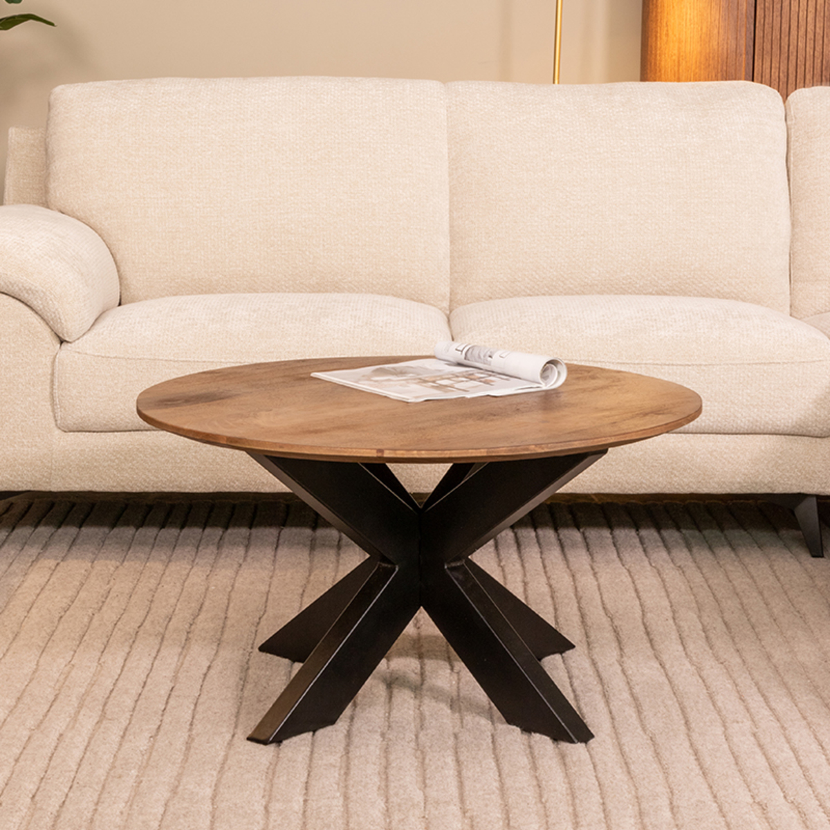 Salontafel Otis - Rond - Nature - Bruin - Mangohout - Landelijk - LABEL51