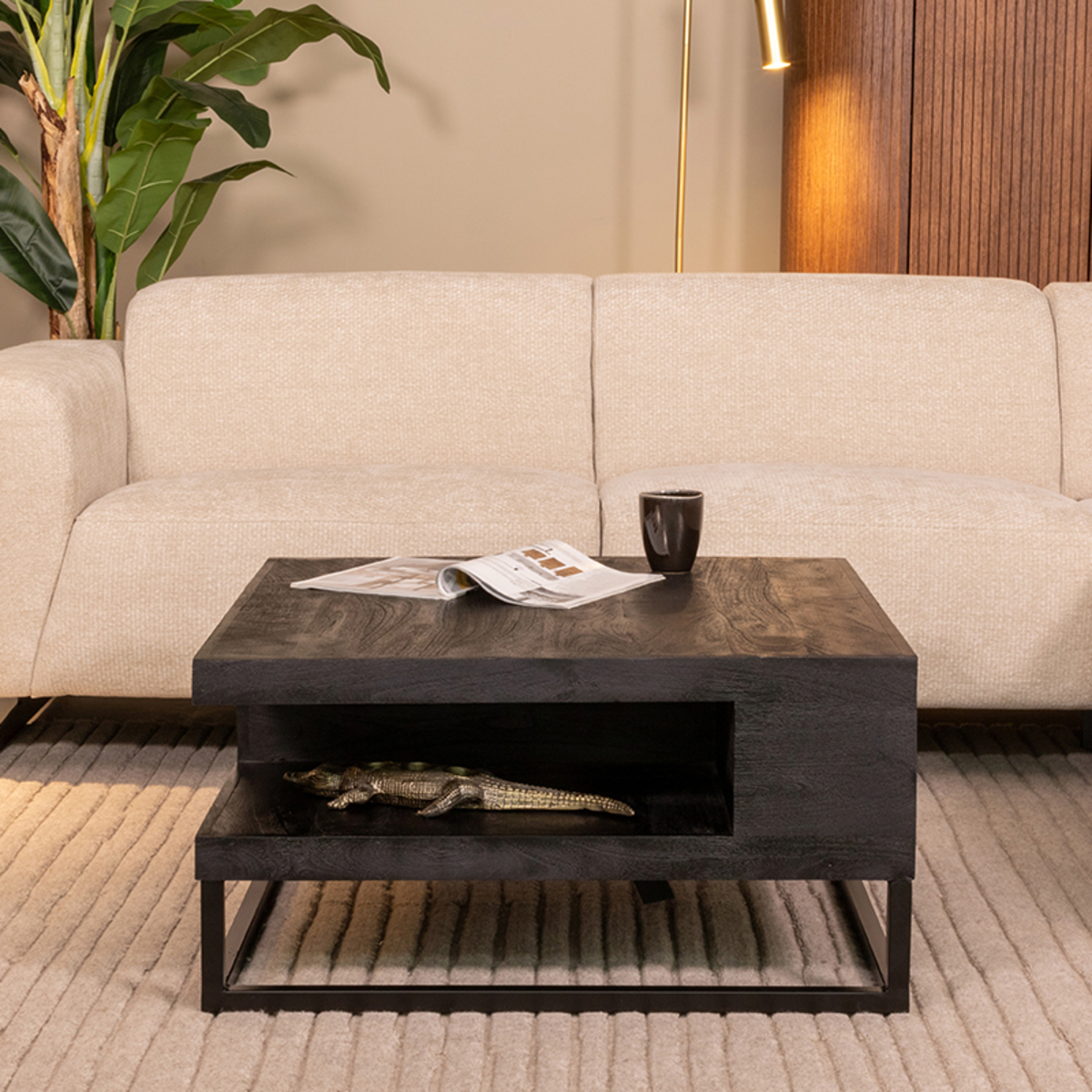 Salontafel Cube - Vierkant - Zwart - Mangohout - Modern - LABEL51
