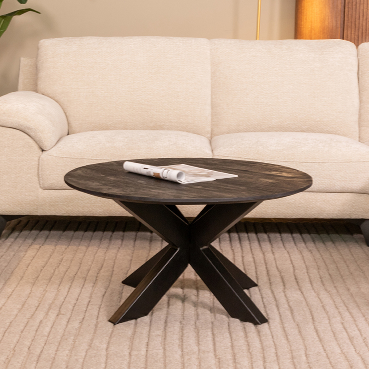 Salontafel Otis - Rond - Zwart - Mangohout - Modern - LABEL51