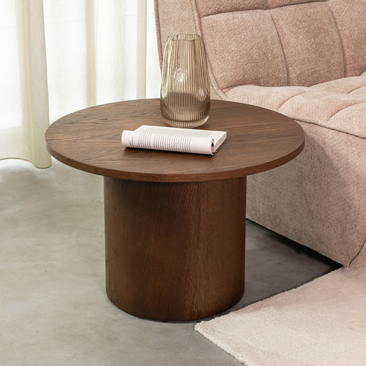 Salontafel Oliva - Rond - Walnoot - Bruin - Eiken - Minimalistisch - LABEL51
