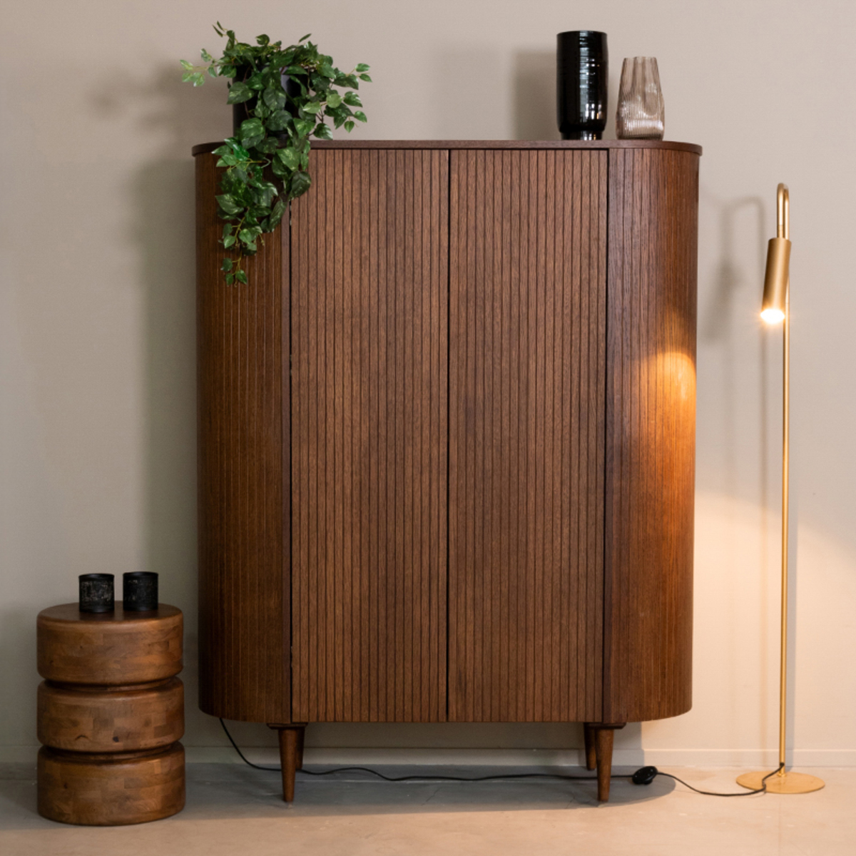 Bergkast Oliva - Walnoot - Bruin - Eiken - Minimalistisch - LABEL51