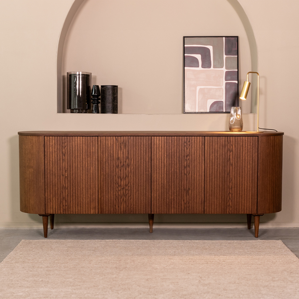 Dressoir Oliva - Walnoot - Bruin - Eiken - Minimalistisch - LABEL51