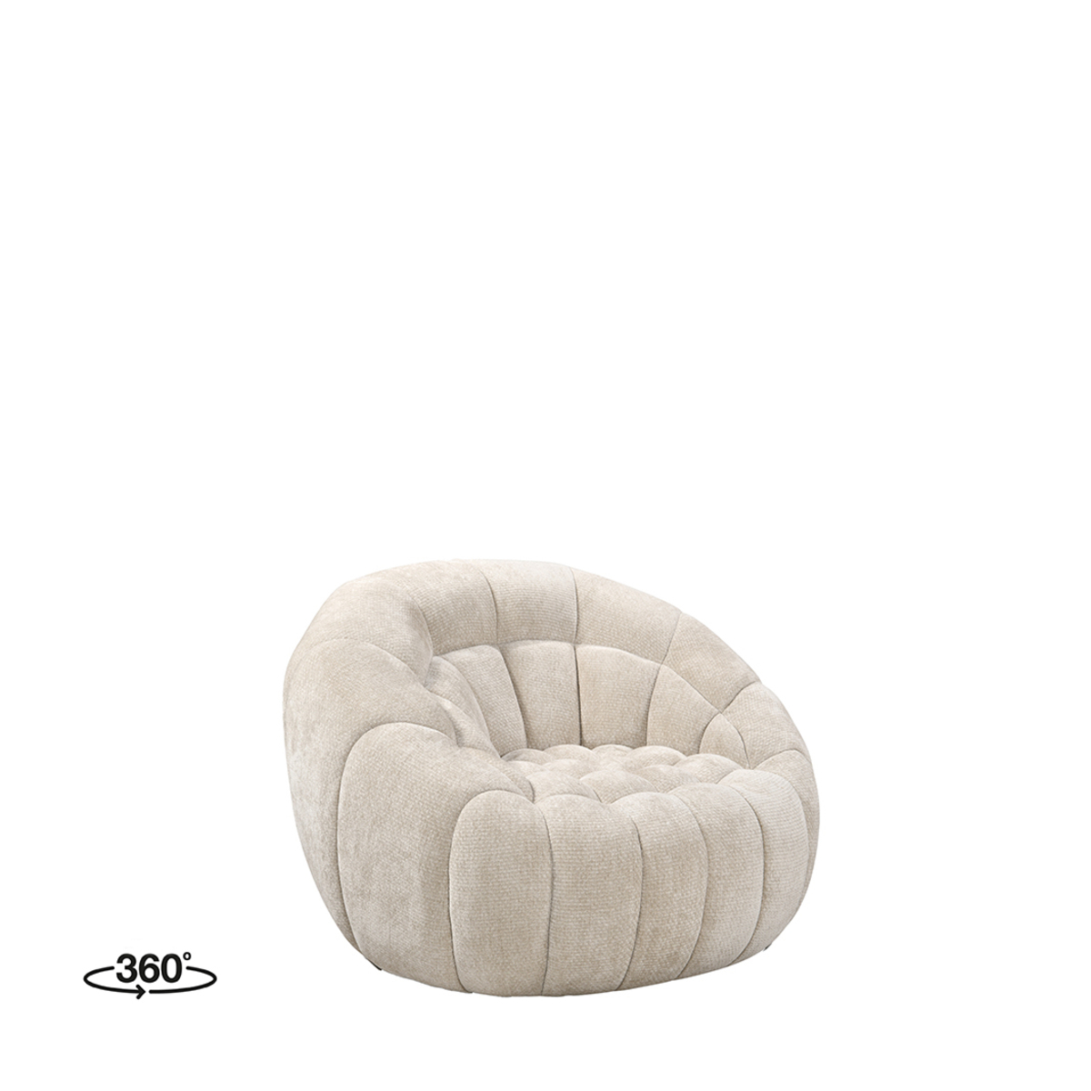Fauteuil Cloud - Draaibaar - Armleuning - Naturel Beige - Elite - Design - LABEL51
