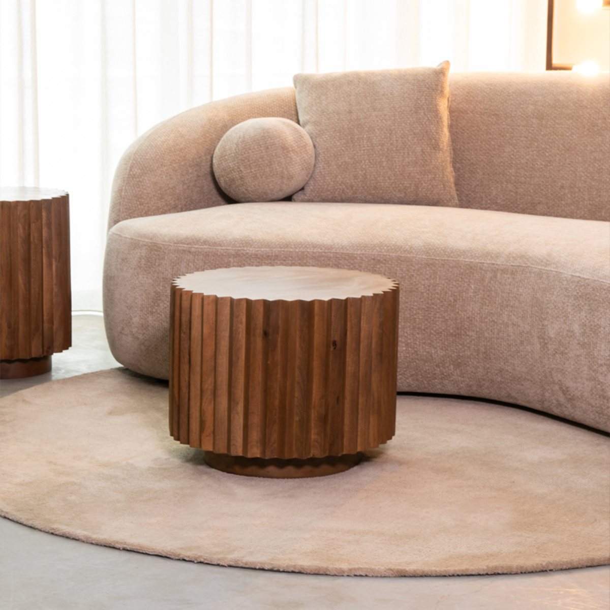 Salontafel Novan - Rond - Nature - Bruin - Mangohout - Landelijk - LABEL51