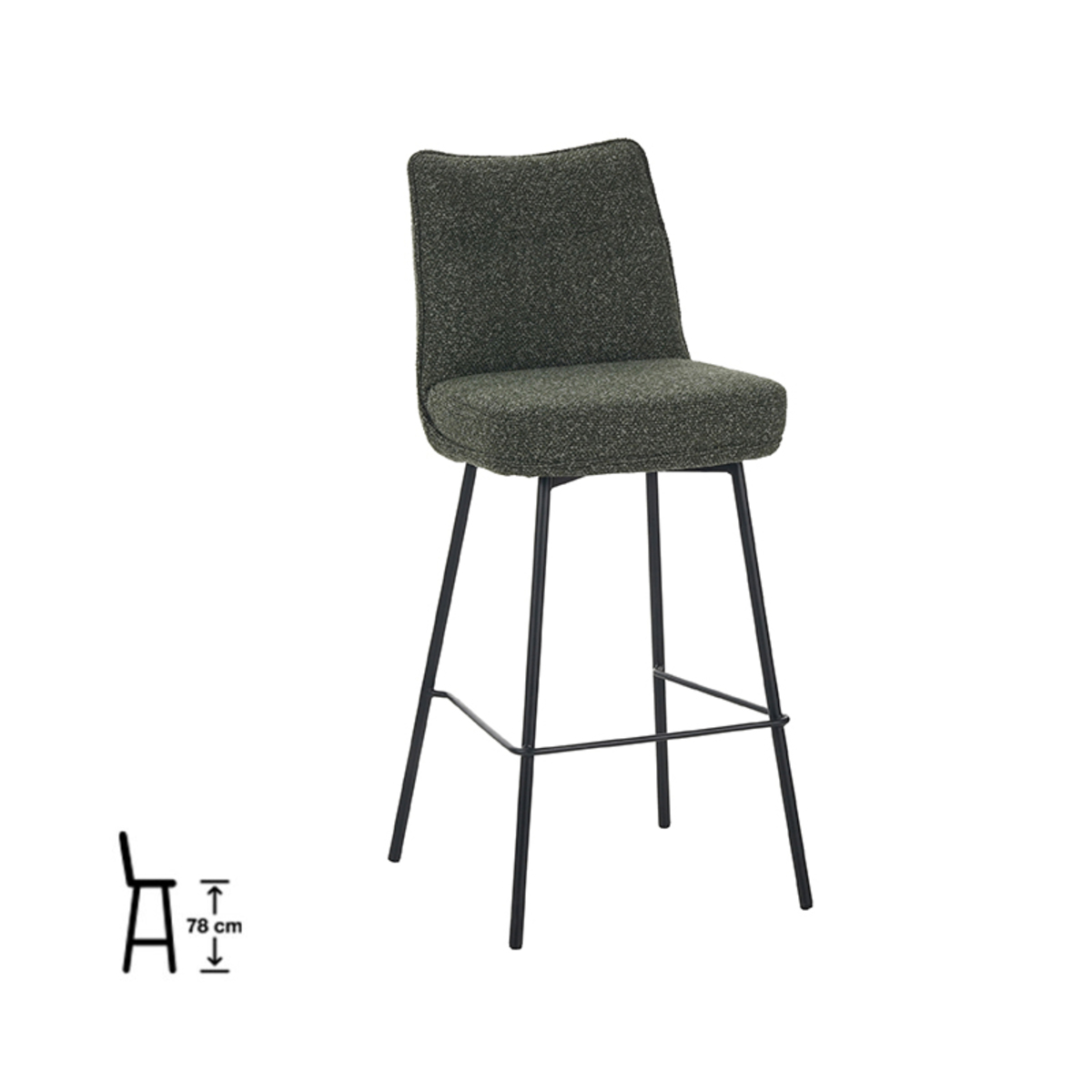 Eetkamerstoel Lennon - Zonder armleuning - Forest - Groen - Boucle - Modern - LABEL51