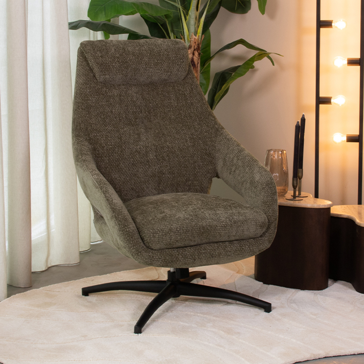 Fauteuil Maxwell - Draaibaar - Armleuning - Hunter - Groen - Elite - Modern - LABEL51