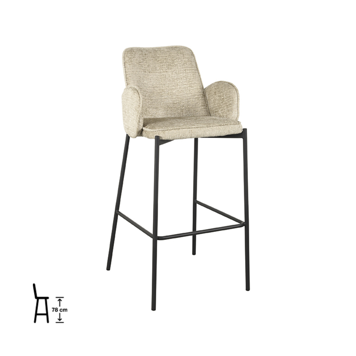 Barkruk Joni - Beige - Elegance - LABEL51 - Zithoogte 78