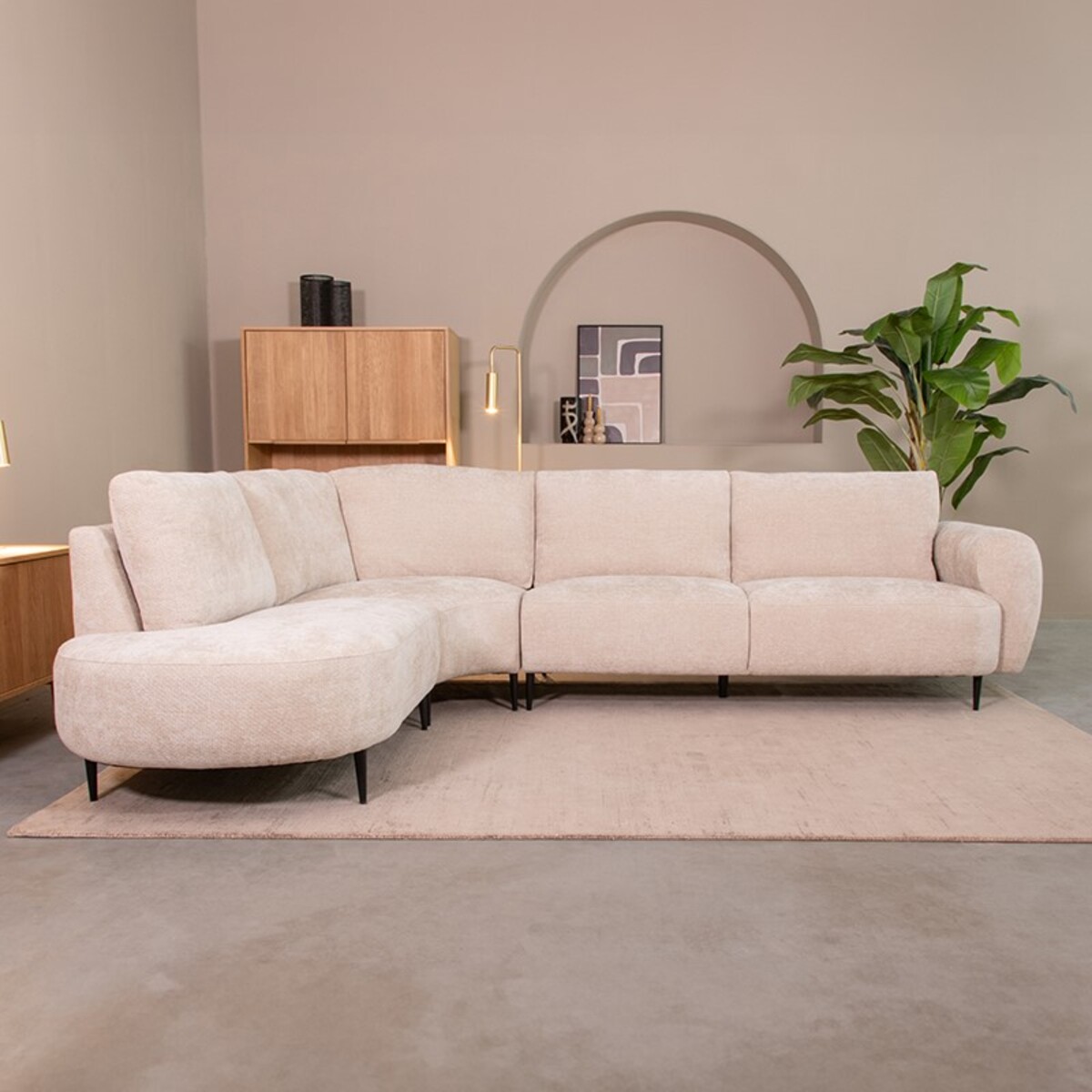 Hoekbank Milano - Naturel - Stof - Links - LABEL51