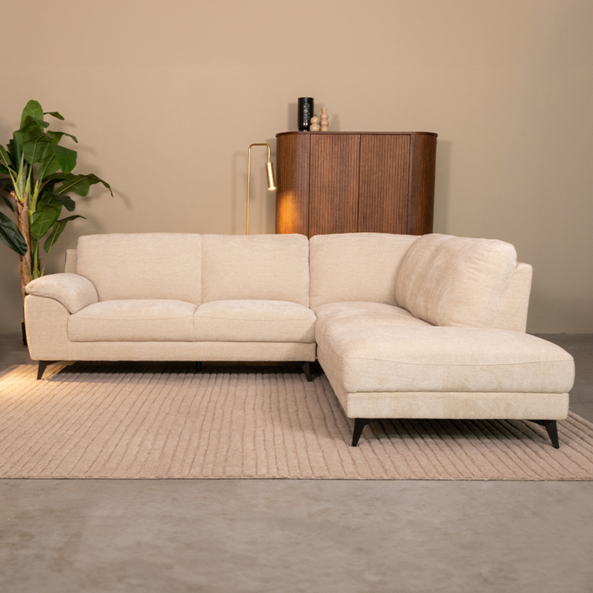 Hoekbank Santino - Naturel - Stof - Rechts - LABEL51