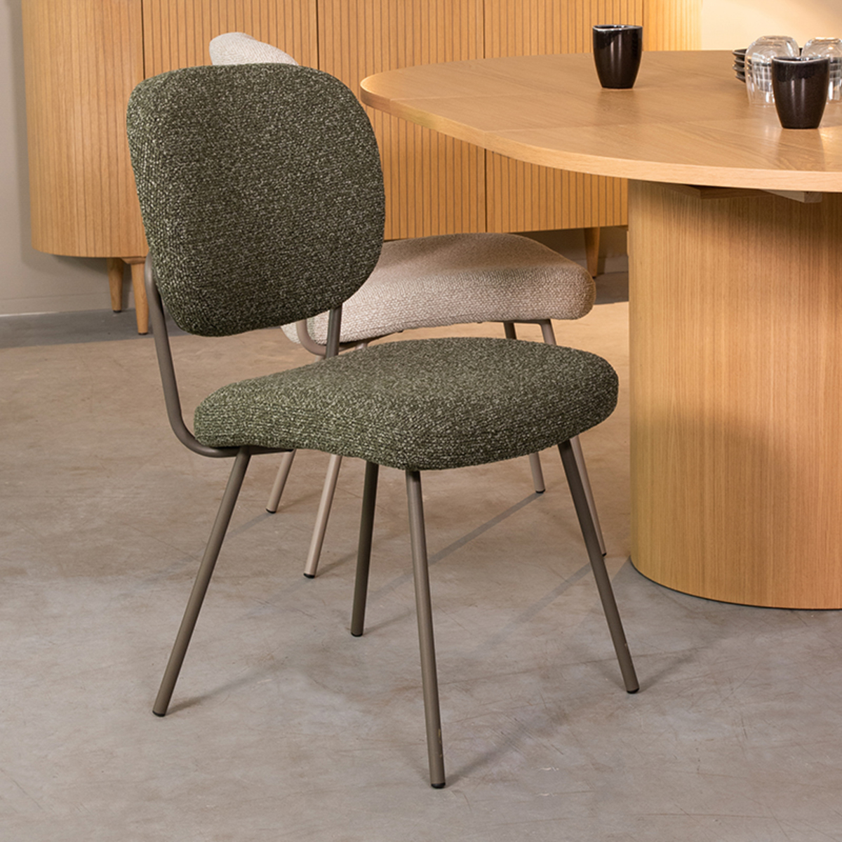 Eetkamerstoel Singapore - Zonder armleuning - Forest - Groen - Boucle - Design - LABEL51