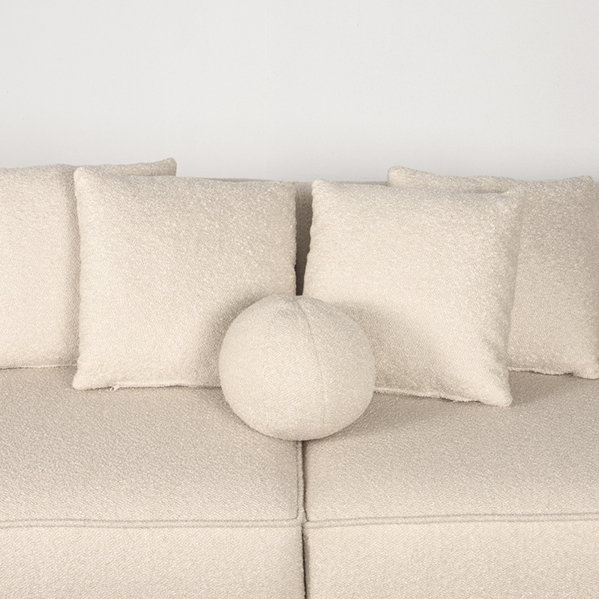 LABEL51 Bank Stelvio - Beige - Boucle - 4-Zits + Hoek Links