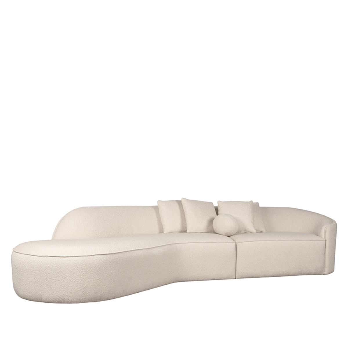 LABEL51 Bank Stelvio - Beige - Boucle - 4-Zits + Hoek Links