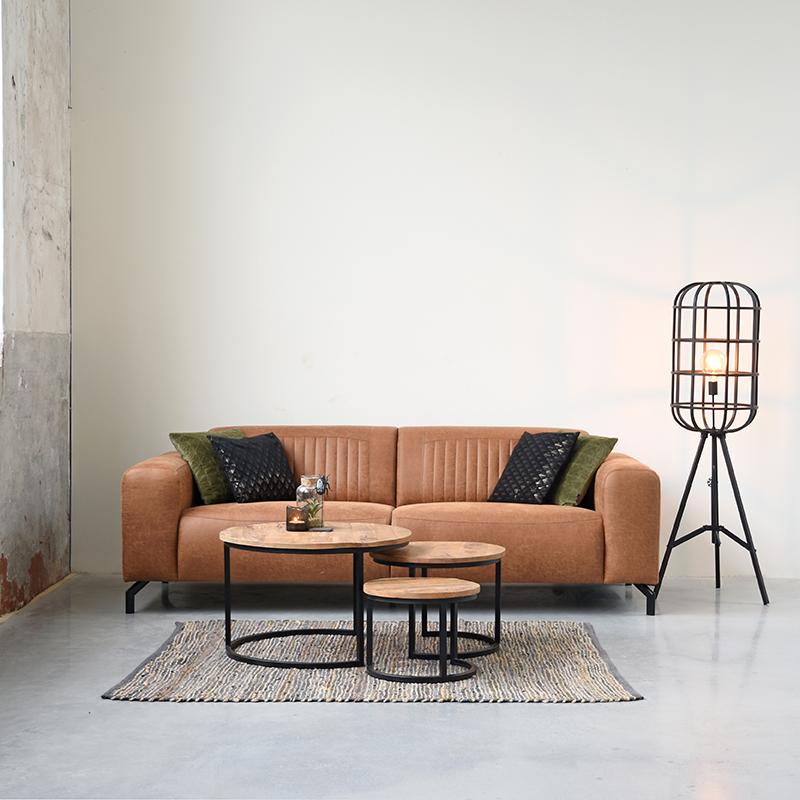 LABEL51 Bank Trento - Cognac - Microfiber - 3-Zits