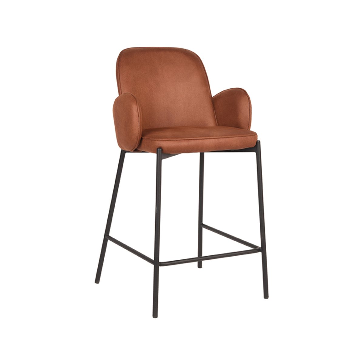 LABEL51 Barkruk Jari - Cognac - Microfiber - Zithoogte 65