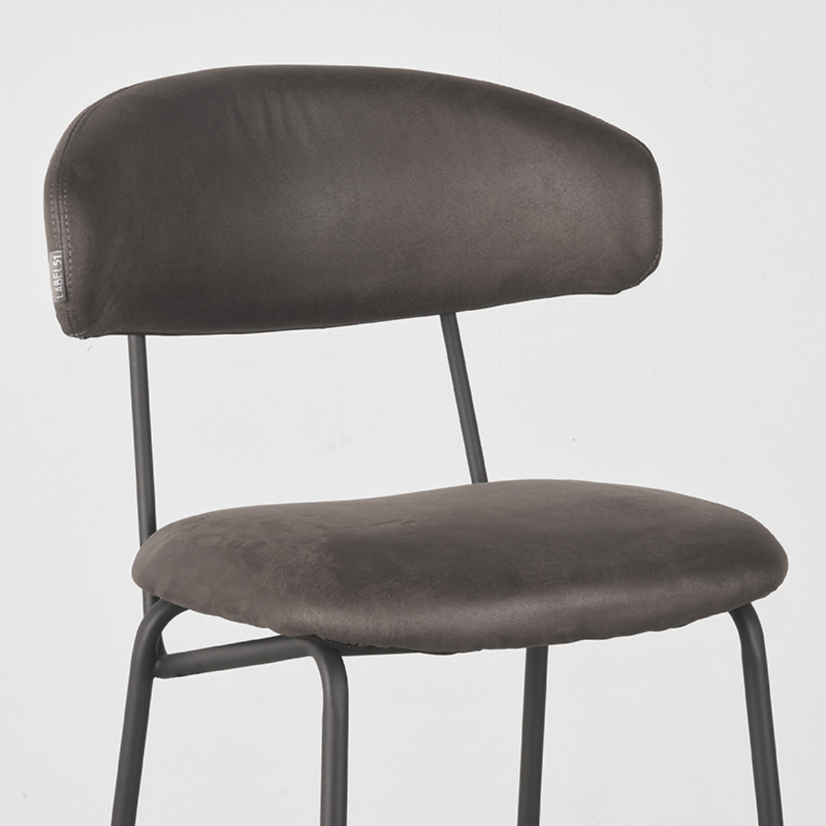 LABEL51 Barkruk Zack - Antraciet - Micro Suede - Zithoogte 78