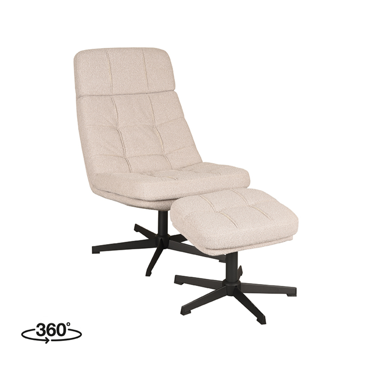 Fauteuil Alvar - Naturel - Boucle - Incl. Hocker - LABEL51