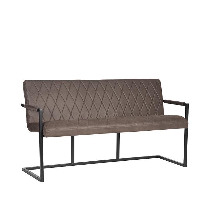 Eetkamerbank Denmark - Antraciet - Microfiber - 155 cm - LABEL51