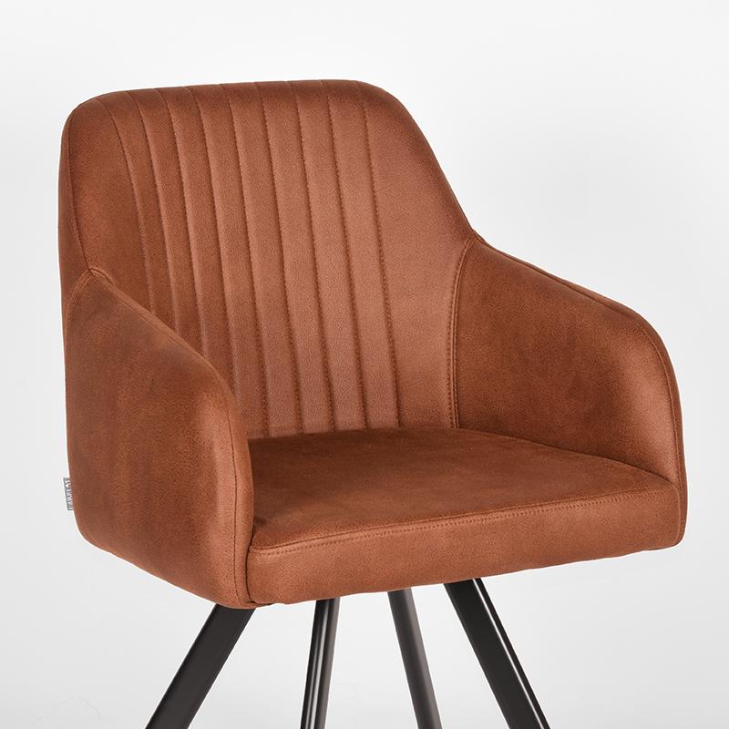 LABEL51 Eetkamerstoel Floor - Cognac - Microfiber