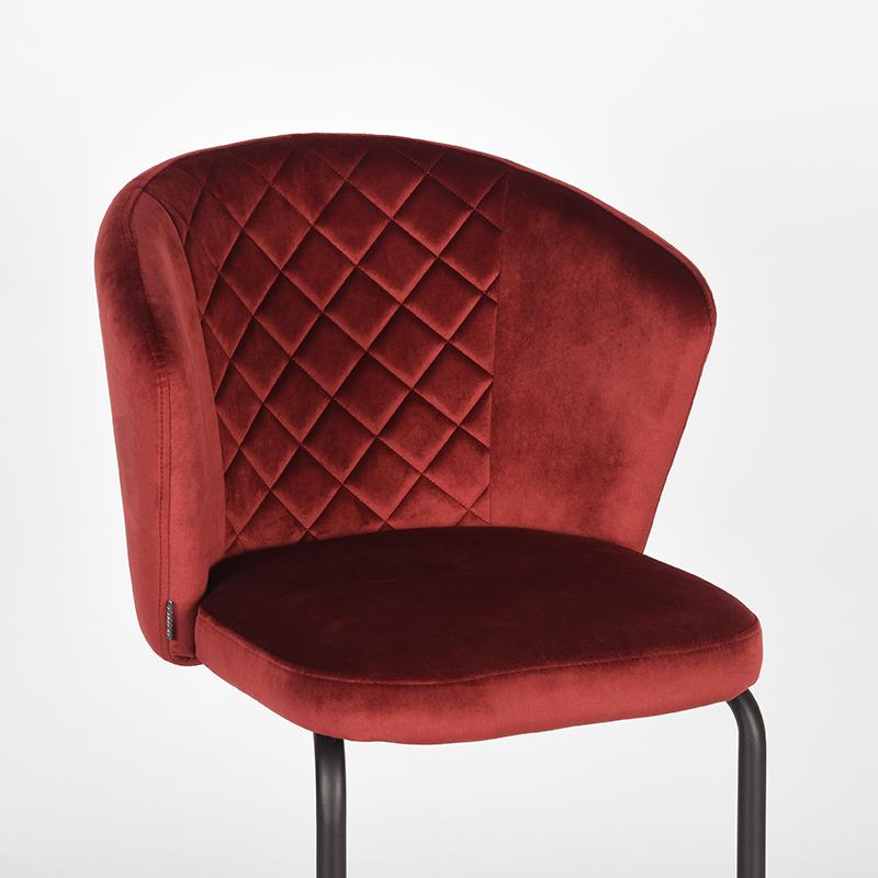 LABEL51 Eetkamerstoel Flow - Rood - Fluweel