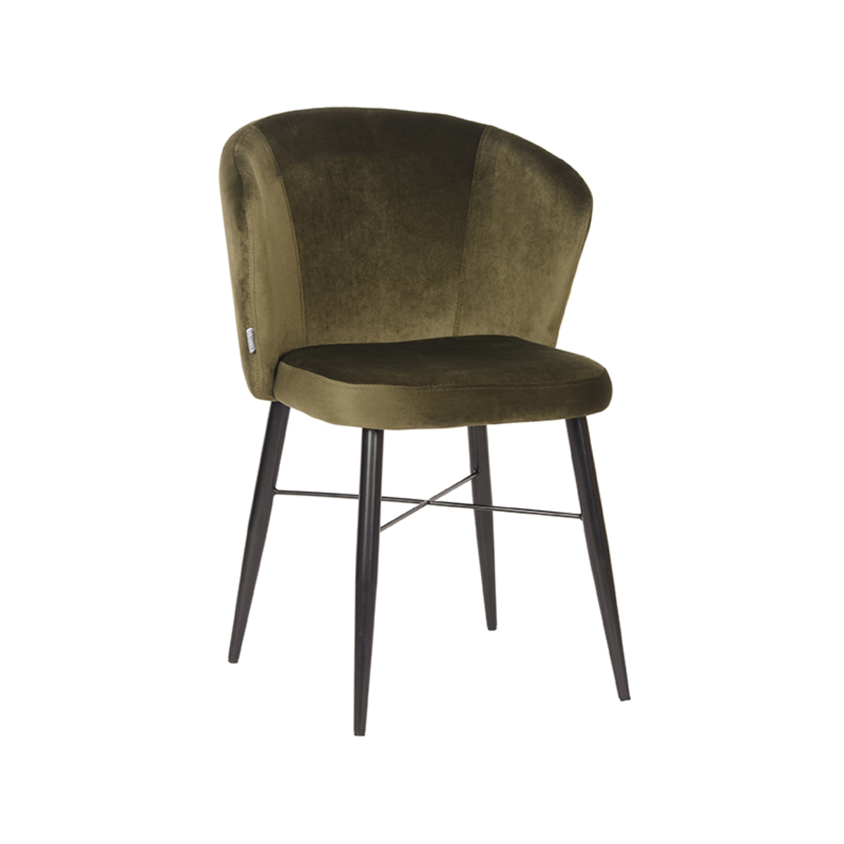 LABEL51 Eetkamerstoel Wave - Army green - Fluweel