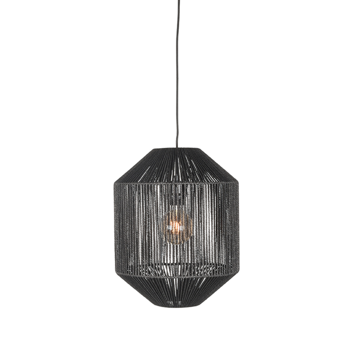 Ibiza Jute Zwart - 1-Lichts Cilinder Hanglamp - LABEL51