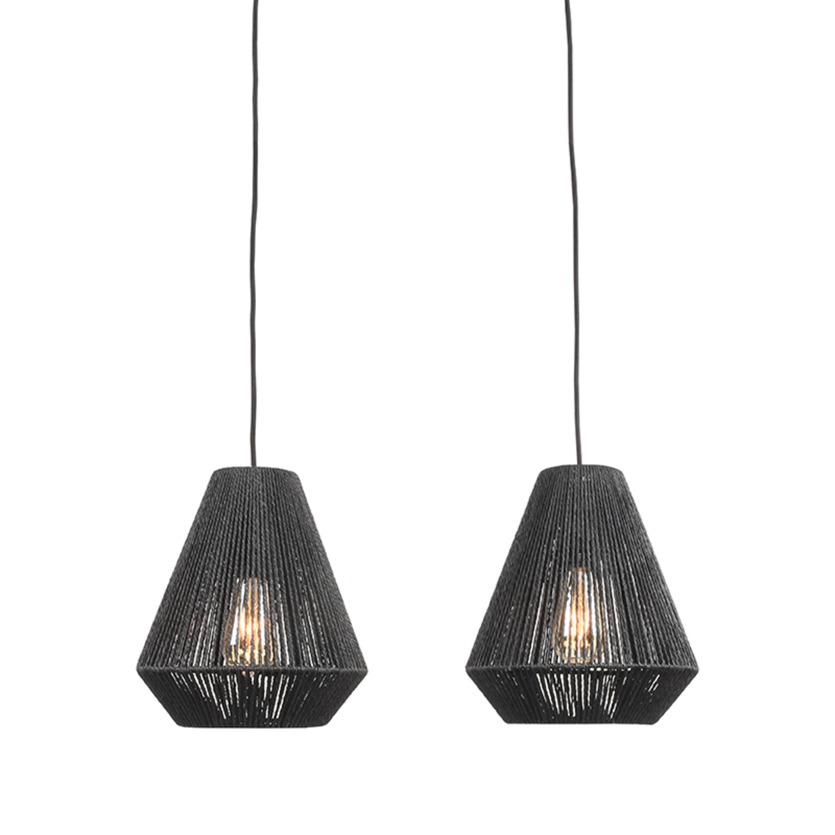 Hanglamp Ibiza - Zwart - 2-Lichts - Jute - LABEL51