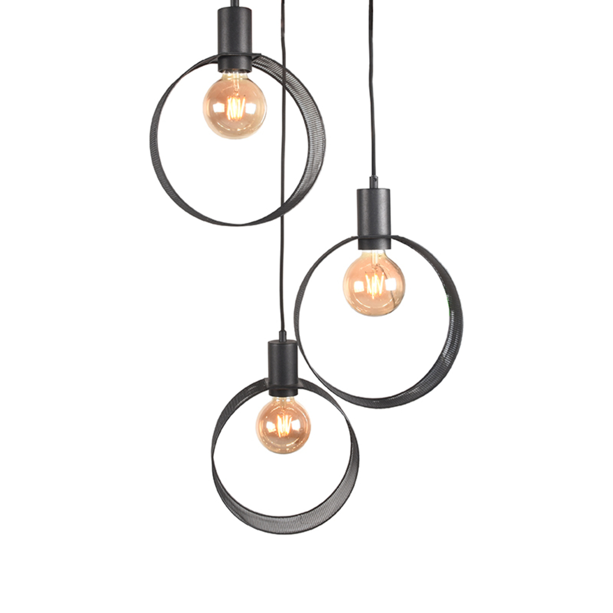 Hanglamp Ronda - Zwart - Metaal - 3-Lichts LABEL51