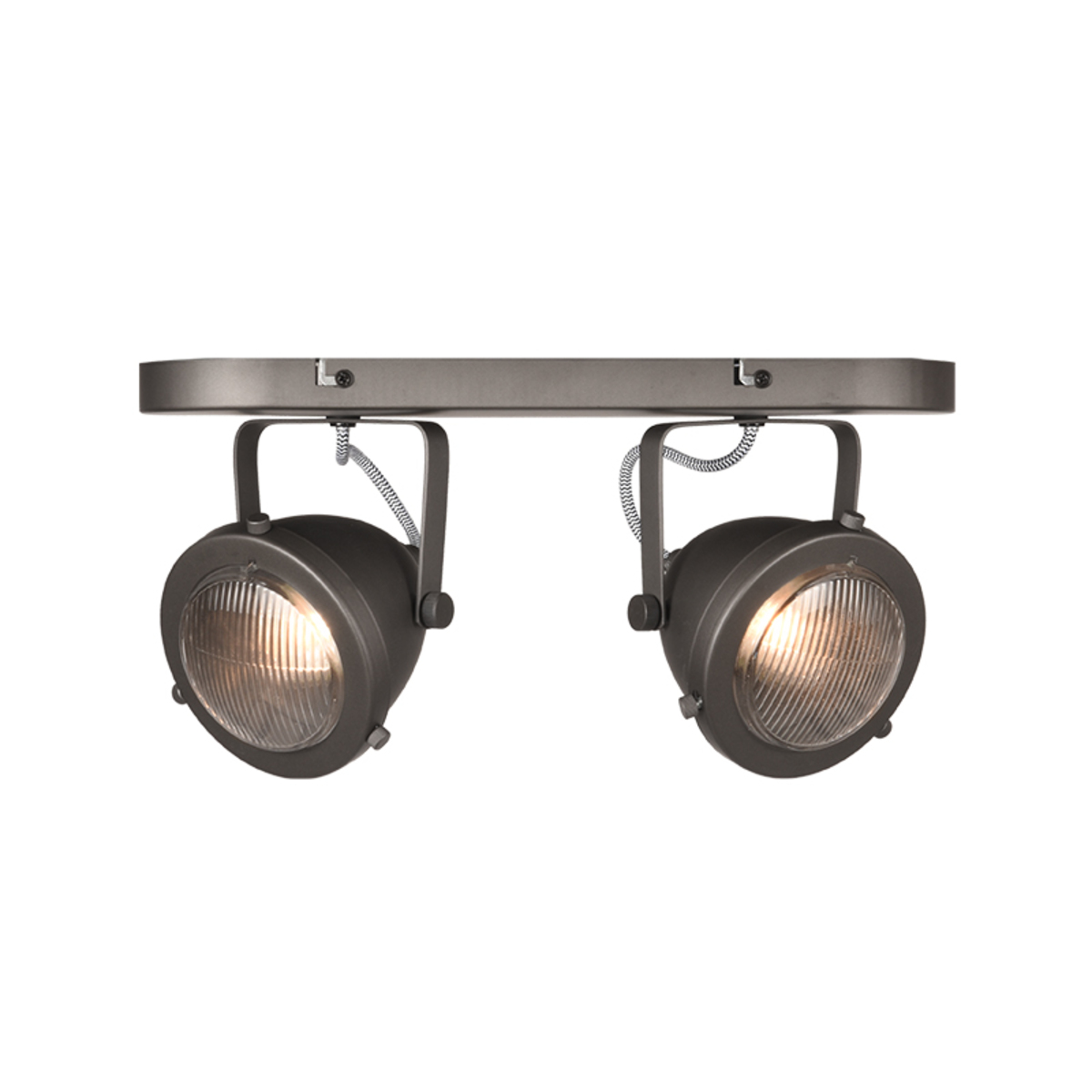 Spot Moto led - Burned Steel - Metaal - 2 Lichts LABEL51