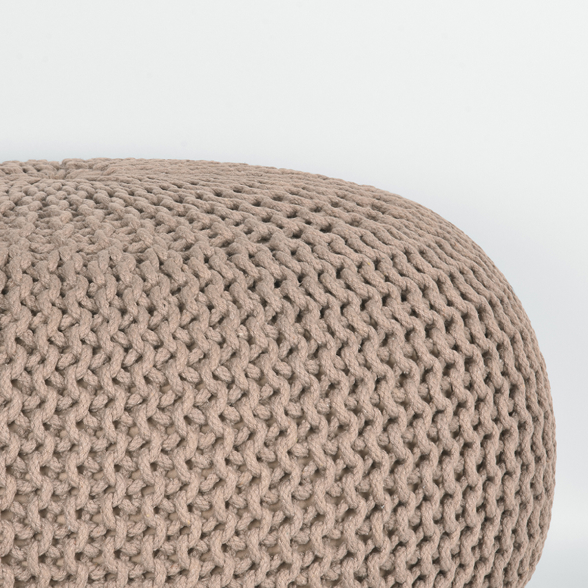 LABEL51 Poef Knitted - Beige - Katoen - L