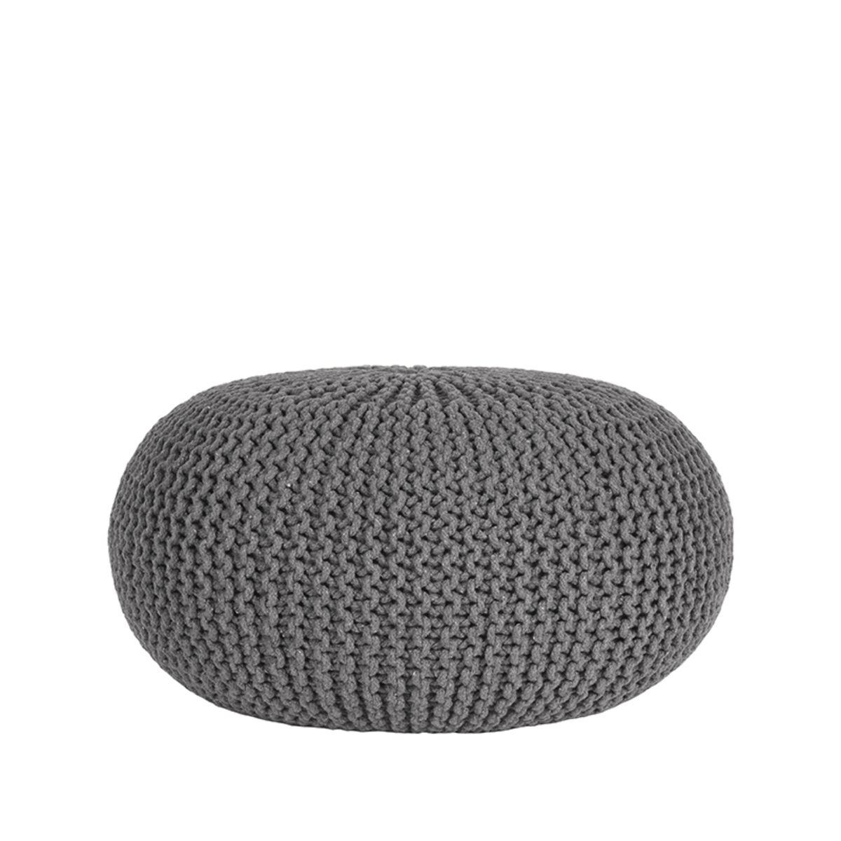 Poef Knitted - Donkergrijs - Katoen - L - LABEL51