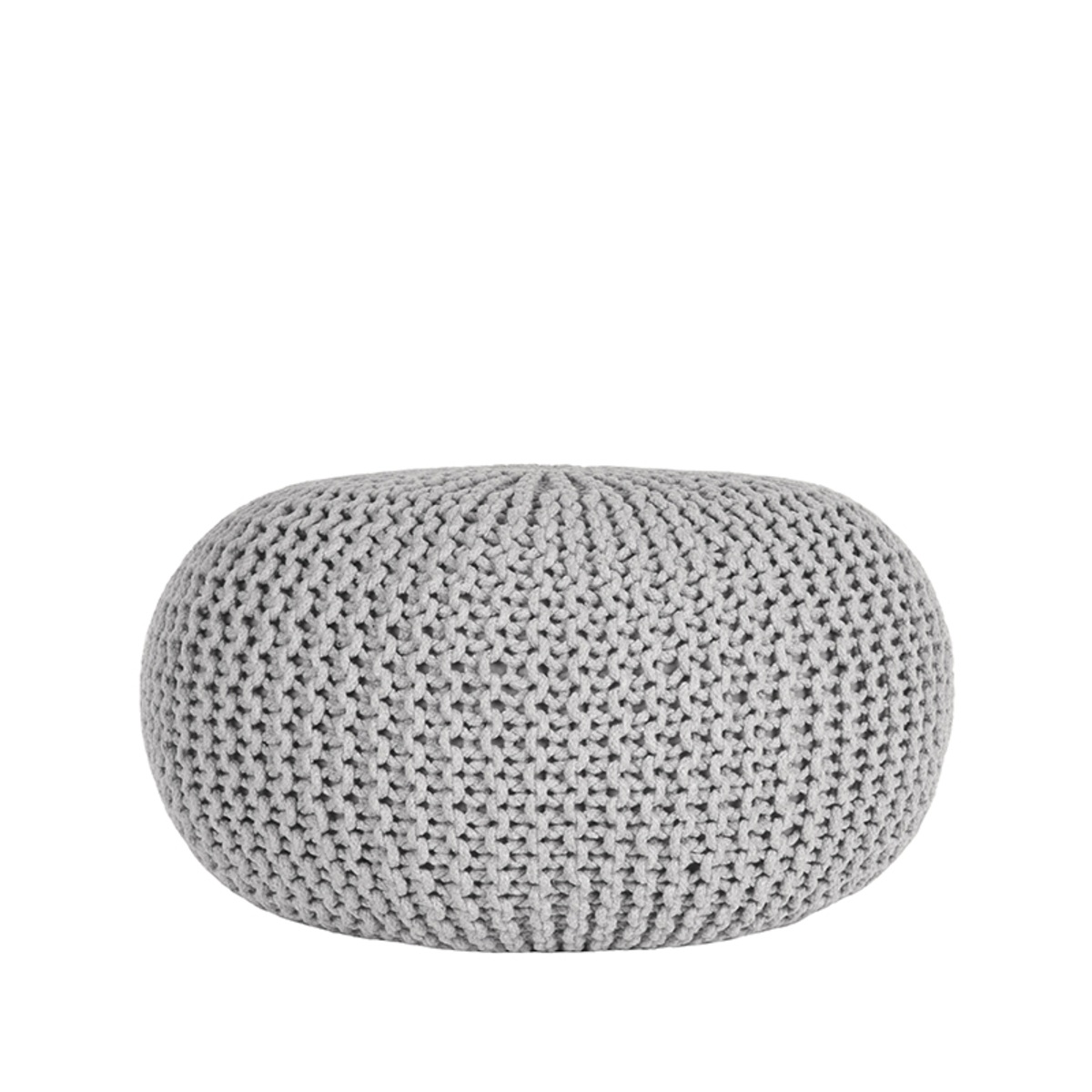 Poef Knitted - Lichtgrijs - Katoen - LABEL51