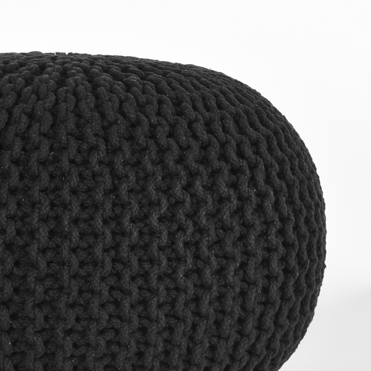 LABEL51 Poef Knitted - Zwart - Katoen - M