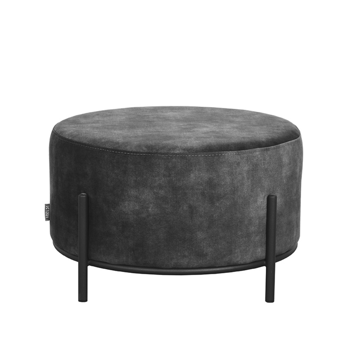 LABEL51 Poef Troy - Antraciet - Velours - XL