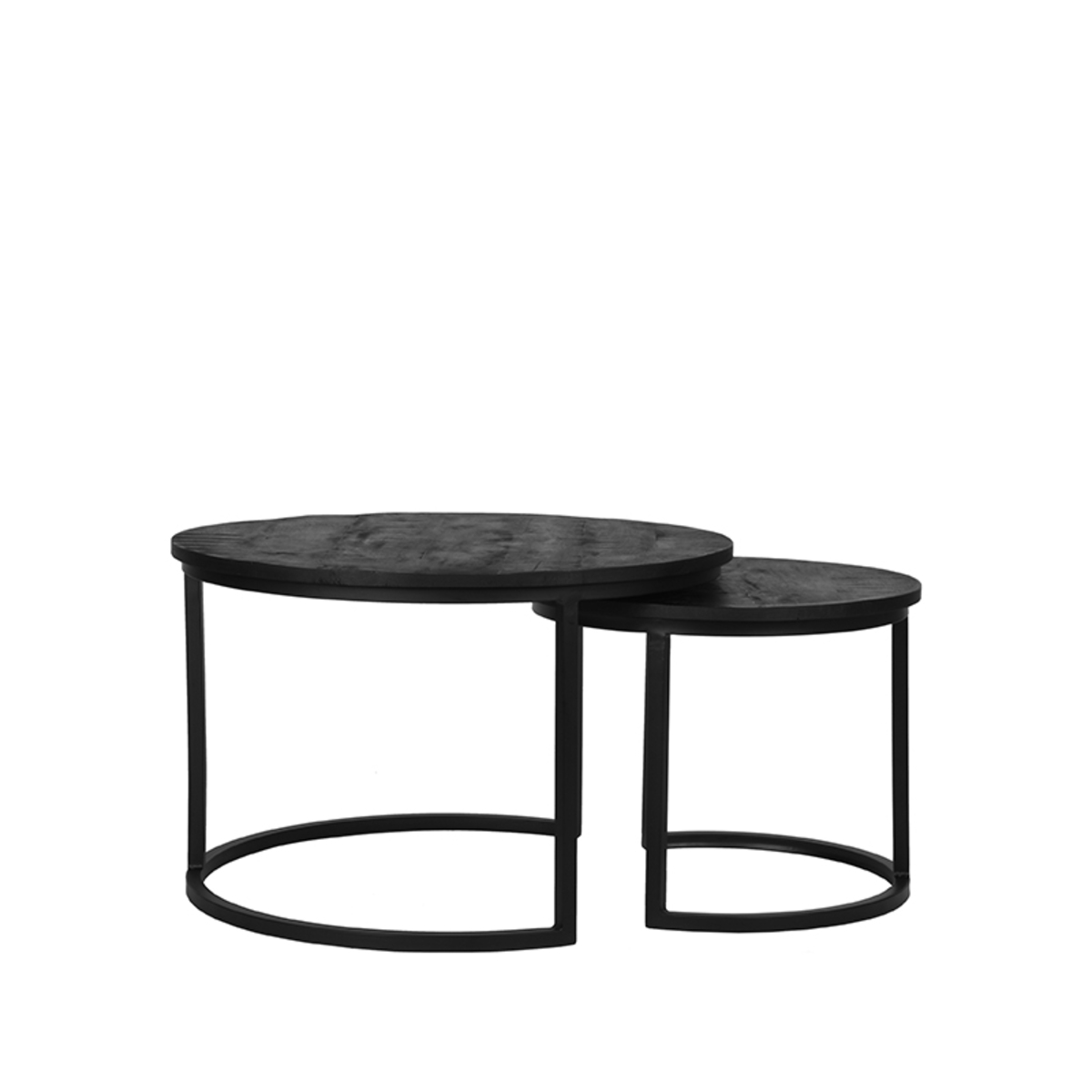Salontafel Double - Zwart - Mangohout - 70 cm - LABEL51