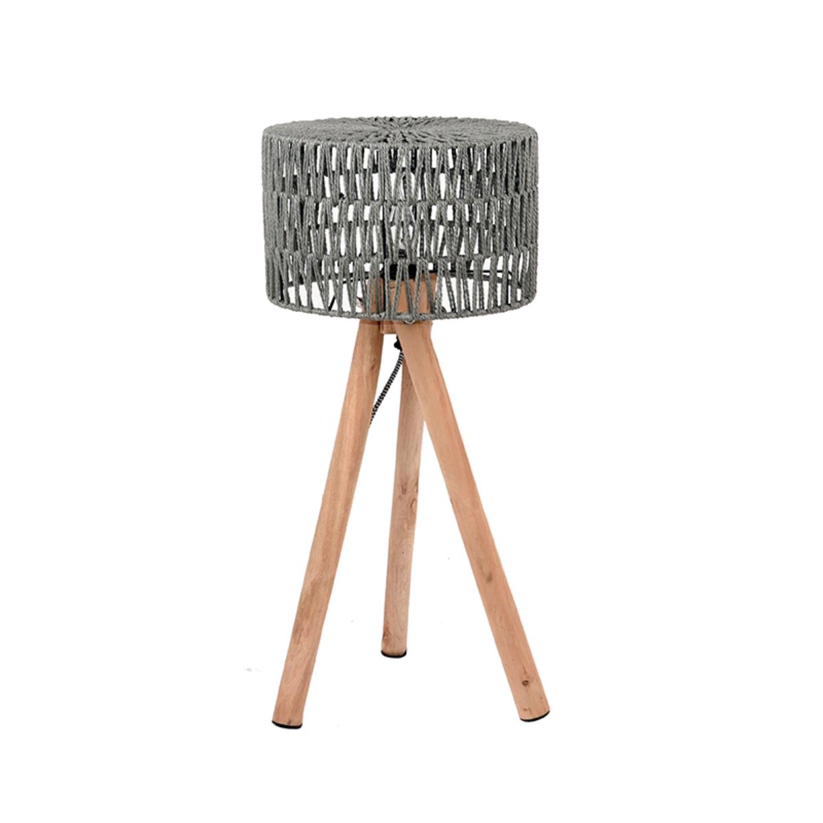 LABEL51 Tafellamp Stripe - Grijs - Katoen