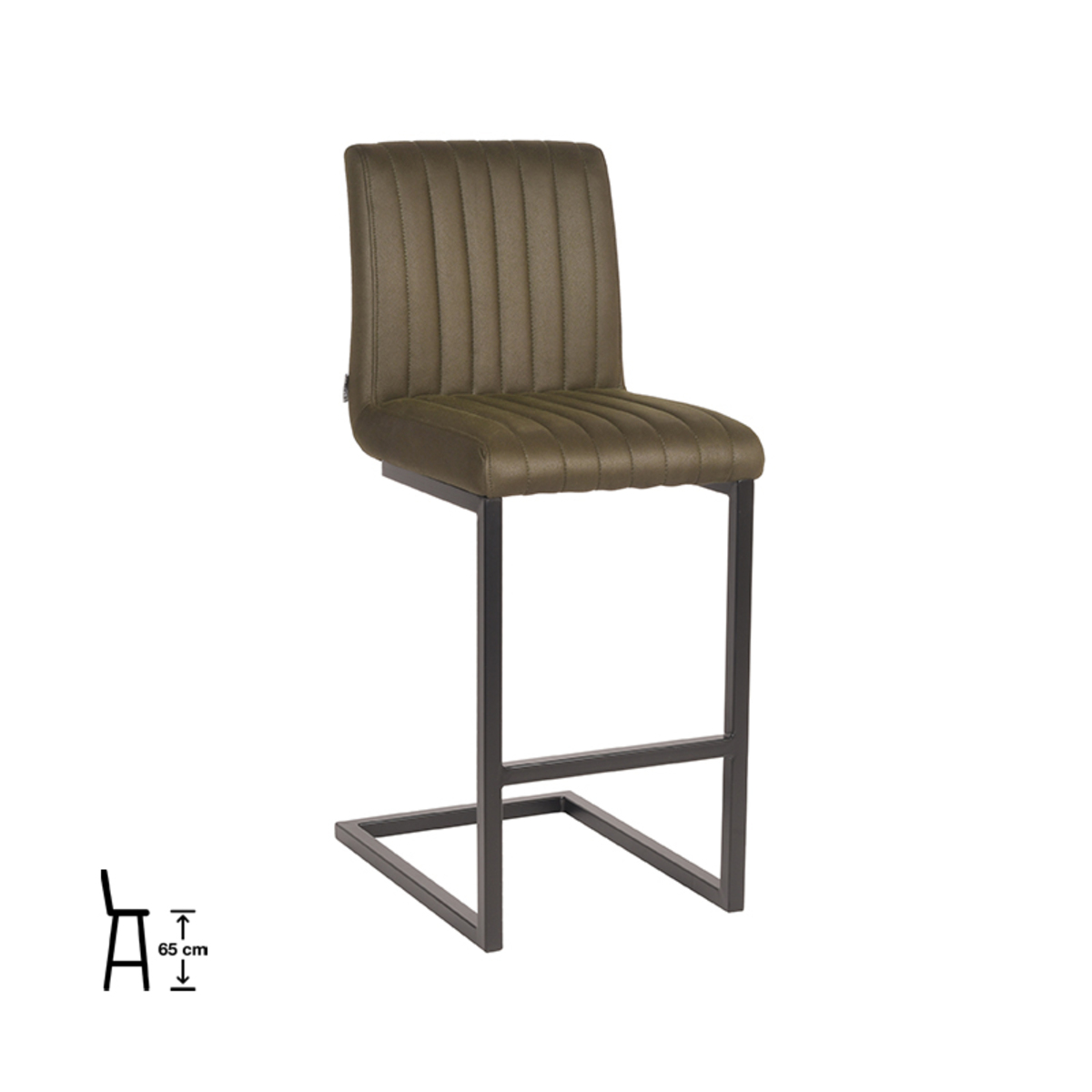 Barkruk Milo - Army green - Microfiber - Zithoogte 65 - LABEL51