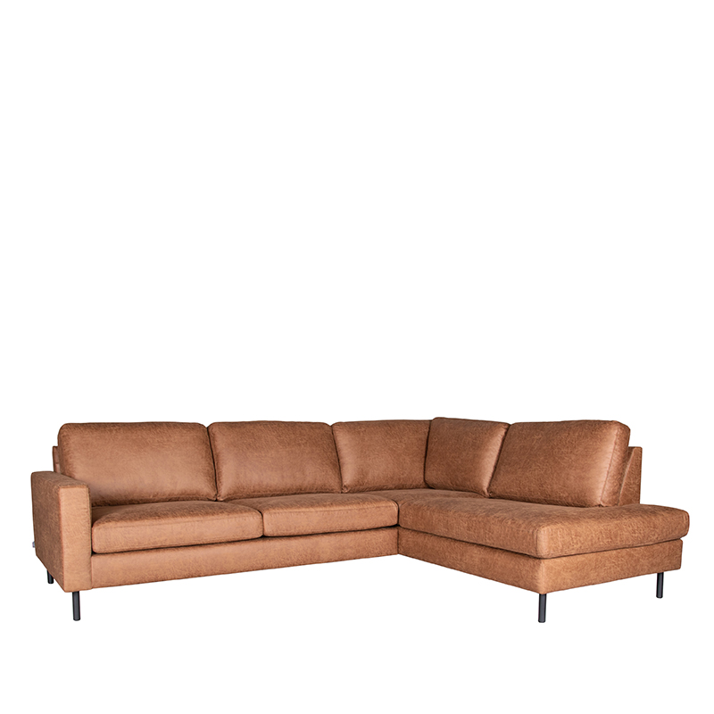 LABEL51 Hoekbank Genua - Cognac - Microfiber - 2,5-Zits + Ottomane