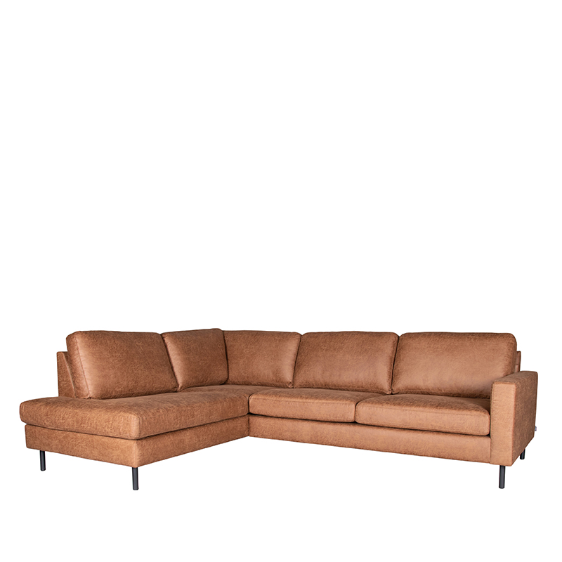 LABEL51 Hoekbank Genua - Cognac - Microfiber - Ottomane + 2,5-Zits