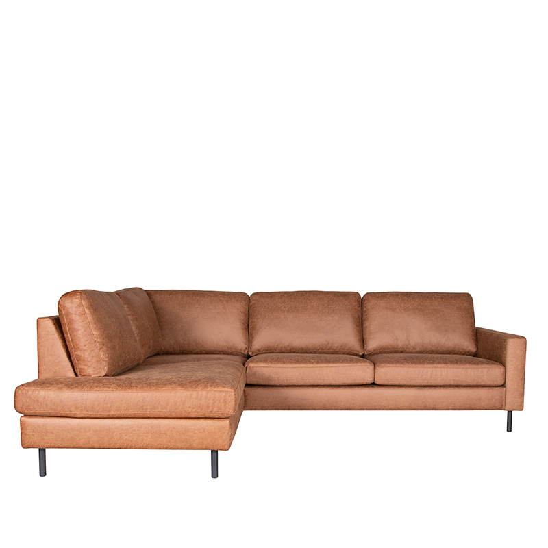 LABEL51 Hoekbank Genua - Cognac - Microfiber - Ottomane + 2,5-Zits