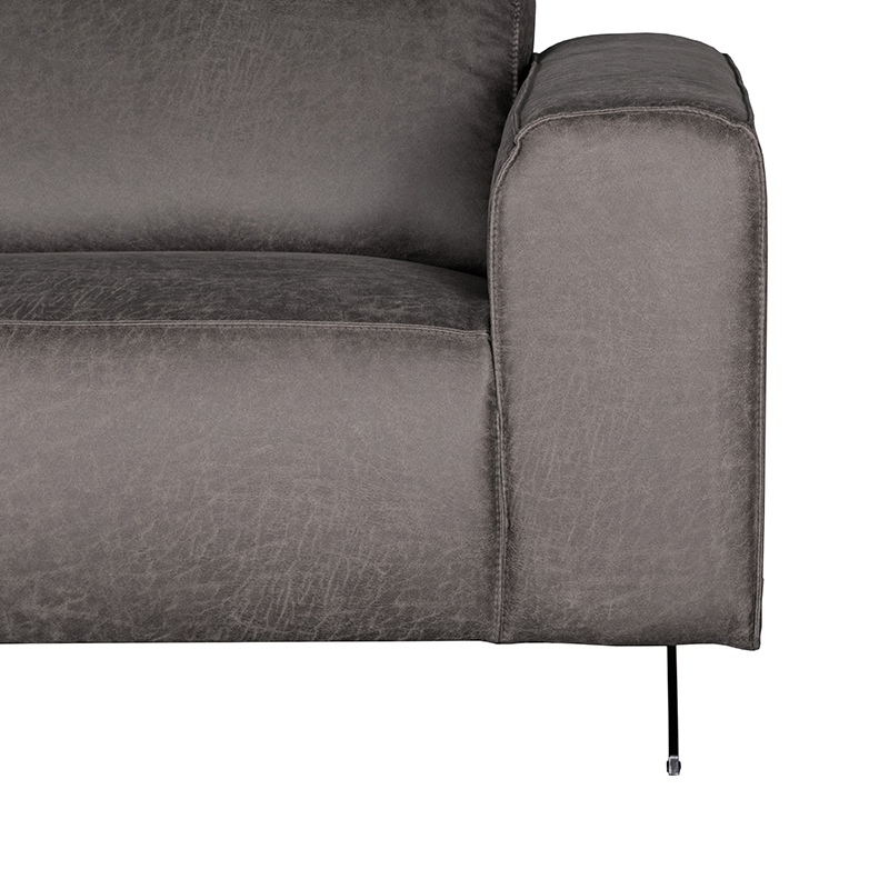 LABEL51 Hoekbank Modena - Antraciet - Microfiber - Ottomane + 2,5-Zits
