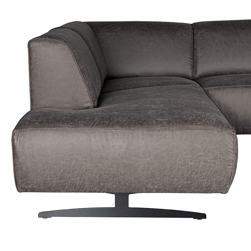 LABEL51 Hoekbank Modena - Antraciet - Microfiber - Ottomane + 2,5-Zits