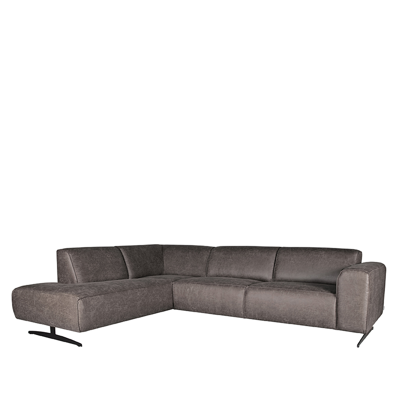 LABEL51 Hoekbank Modena - Antraciet - Microfiber - Ottomane + 2,5-Zits