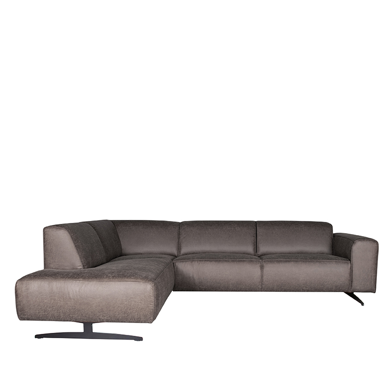 LABEL51 Hoekbank Modena - Antraciet - Microfiber - Ottomane + 2,5-Zits