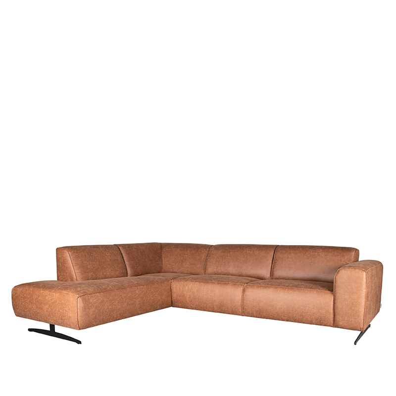 LABEL51 Hoekbank Modena - Cognac - Leder - Ottomane + 2,5-Zits
